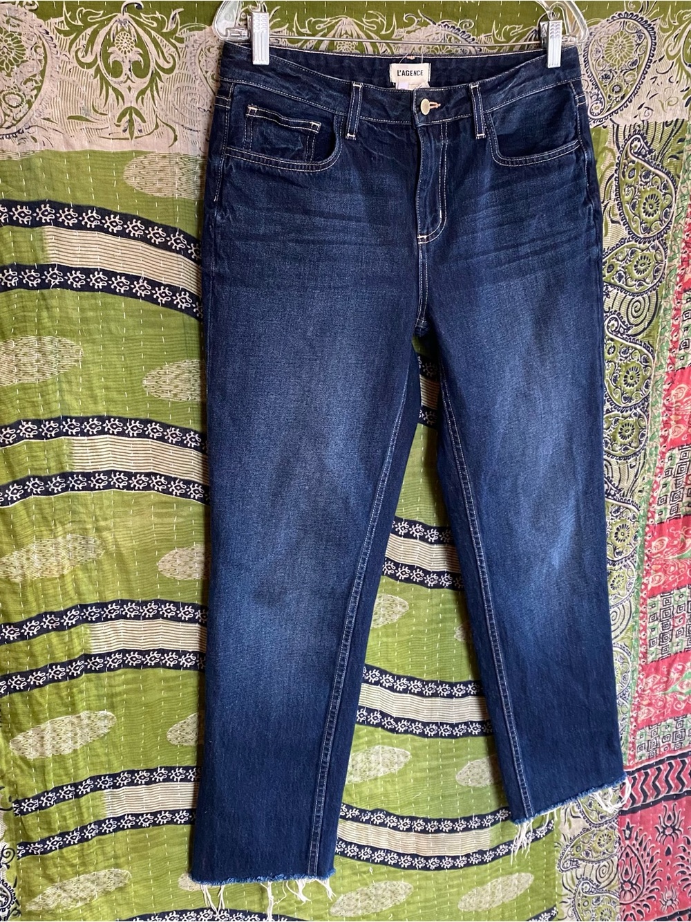 L'Agence Grainger Milana Stovepipe Low Rise Raw Edge Jeans Size 28 Quiet Luxury - Picture 8 of 15
